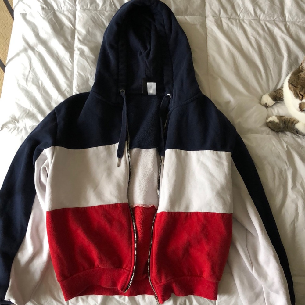 Cropped zip up hoodie, striped